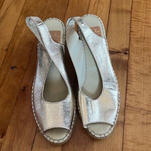 Fabiolas gold metallic espadrille wedge rope sandals size 41 Handmade Leather